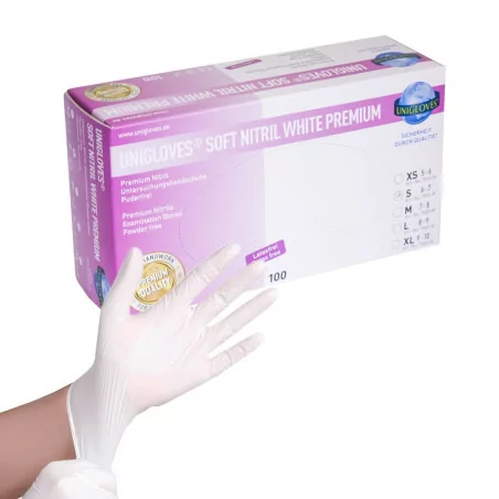 UNIGLOVES SOFT NITRIL WHITE PREMIUM gloves