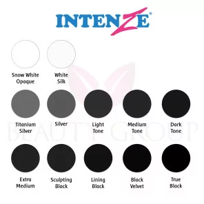 Intenze (baltos - sidabrinės - juodos) atspalvių pigmentai