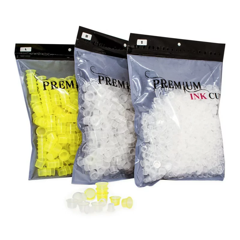 Premium колпачки для чернил желтый / прозрачный (S-M-L) 100шт.