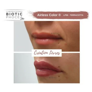 Biotic Phocea Airless Lip Pigments terracotta before and afeter