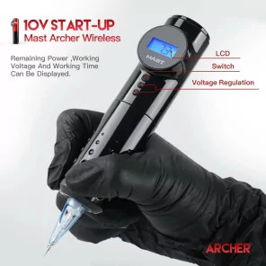 Mast Archer bezvadu tetovēšanas mašīnas pildspalva ar 4.2 mm gājienu (melna)